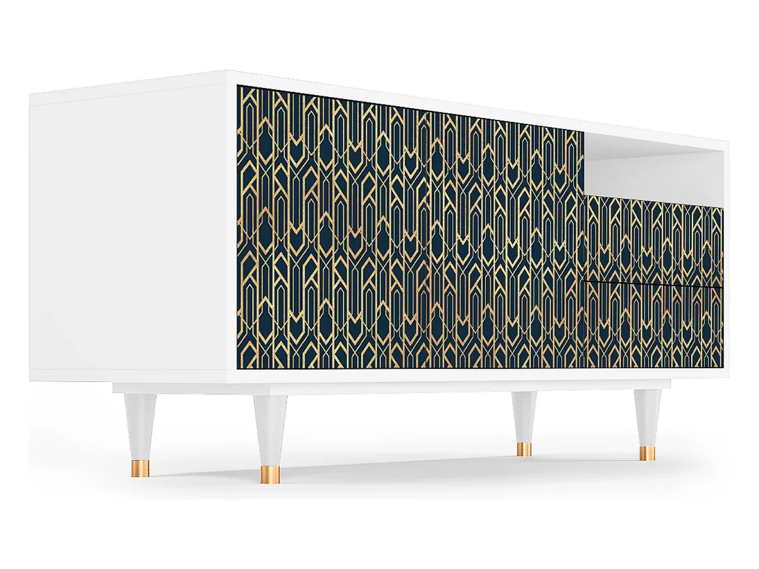 Móvel De Tv* Mueble de TV - 125х56х41 cm - T7 - Golden Empire, Branco Bege