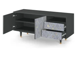 Móvel De Tv| Mueble de TV - 125х56х41 cm - T7 - Golden Smoke, Antracite Cinza antracite