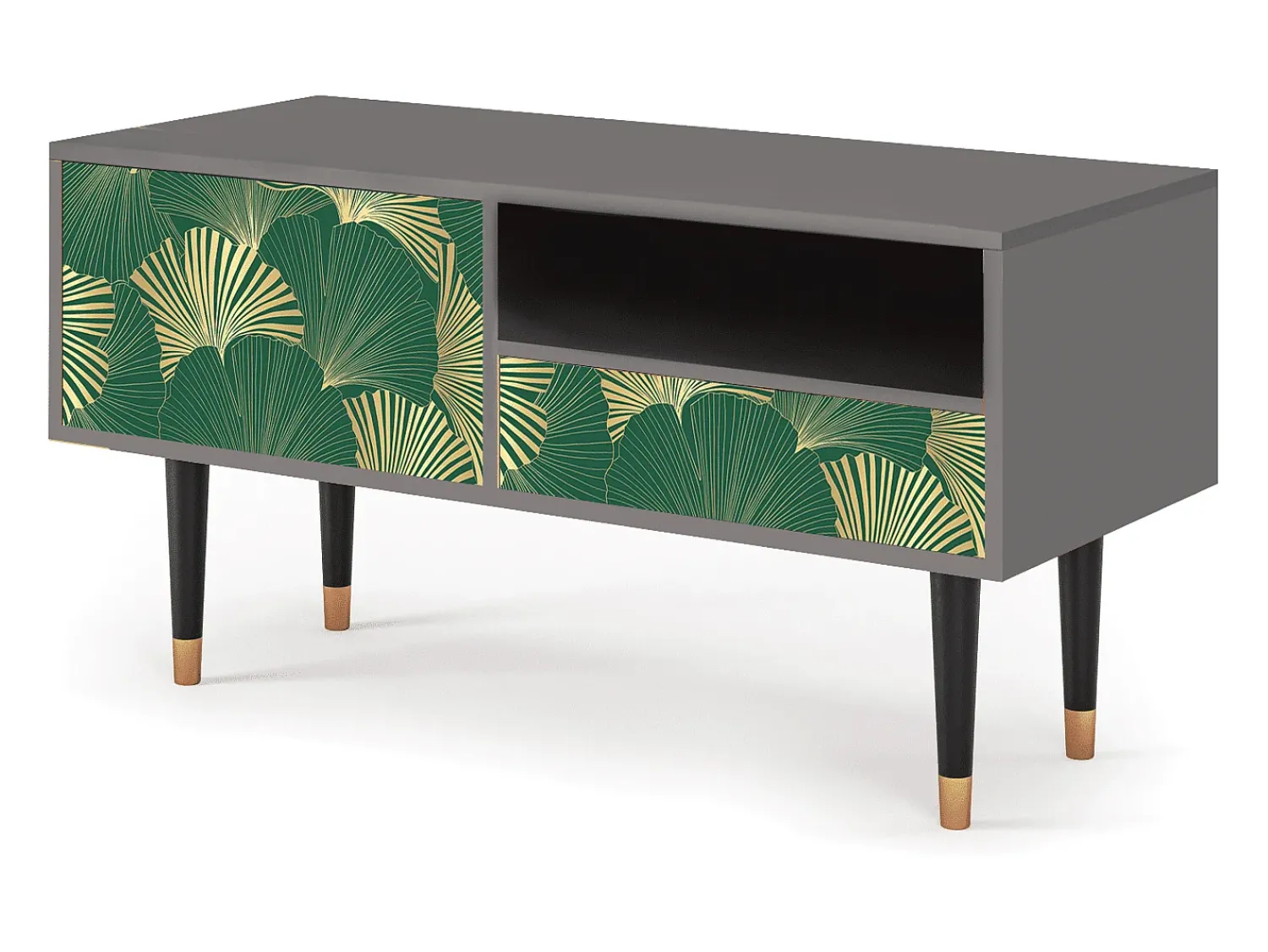 Móvel De Tv| Mueble de TV - 115х59х48 cm - T3 - Gold Ginkgo, Cinza Cinzento