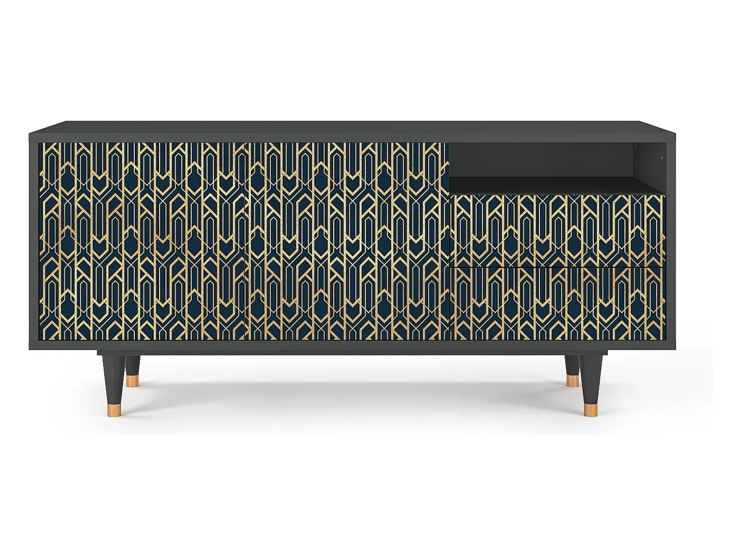 Mueble de TV - 125х56х41 cm - T7 - Golden Empire, Antracite^ Móvel De Tv