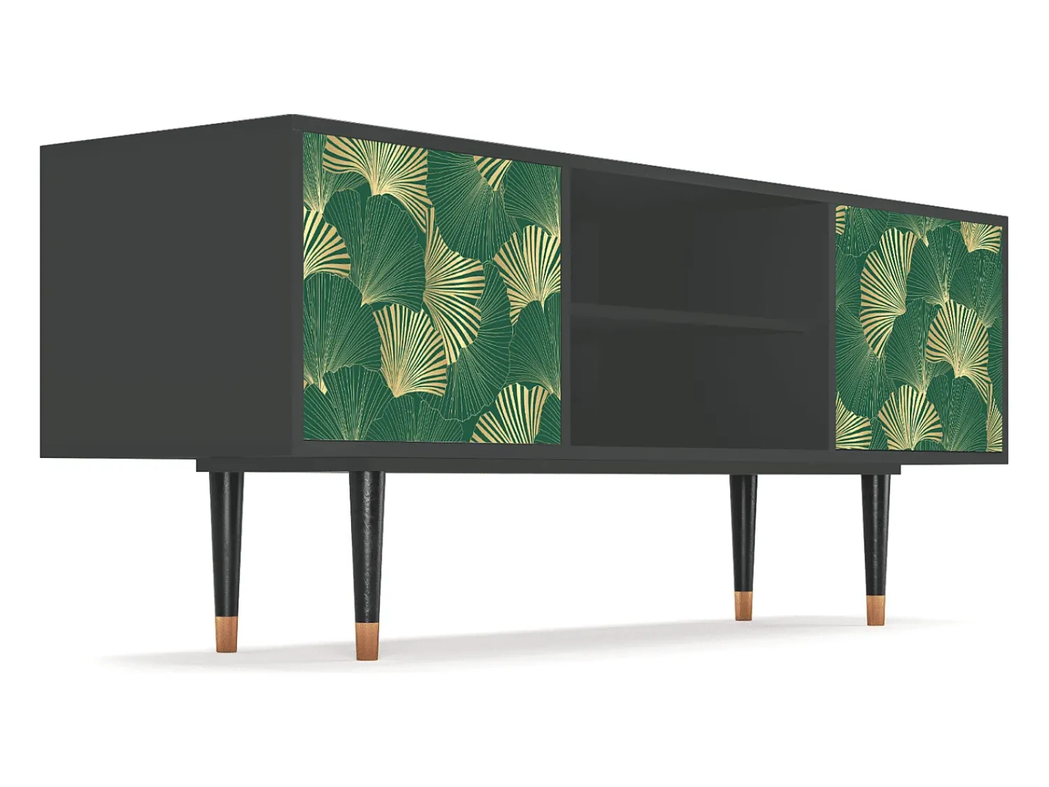Móvel De Tv| Mueble de TV - 170х69х48 cm - T2 - Gold Ginkgo, Antracite Cinza antracite