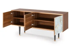 Móvel De Tv| Mueble de TV - 150х69х41 cm - T5 - Golden Waves, Nogueira Castanho