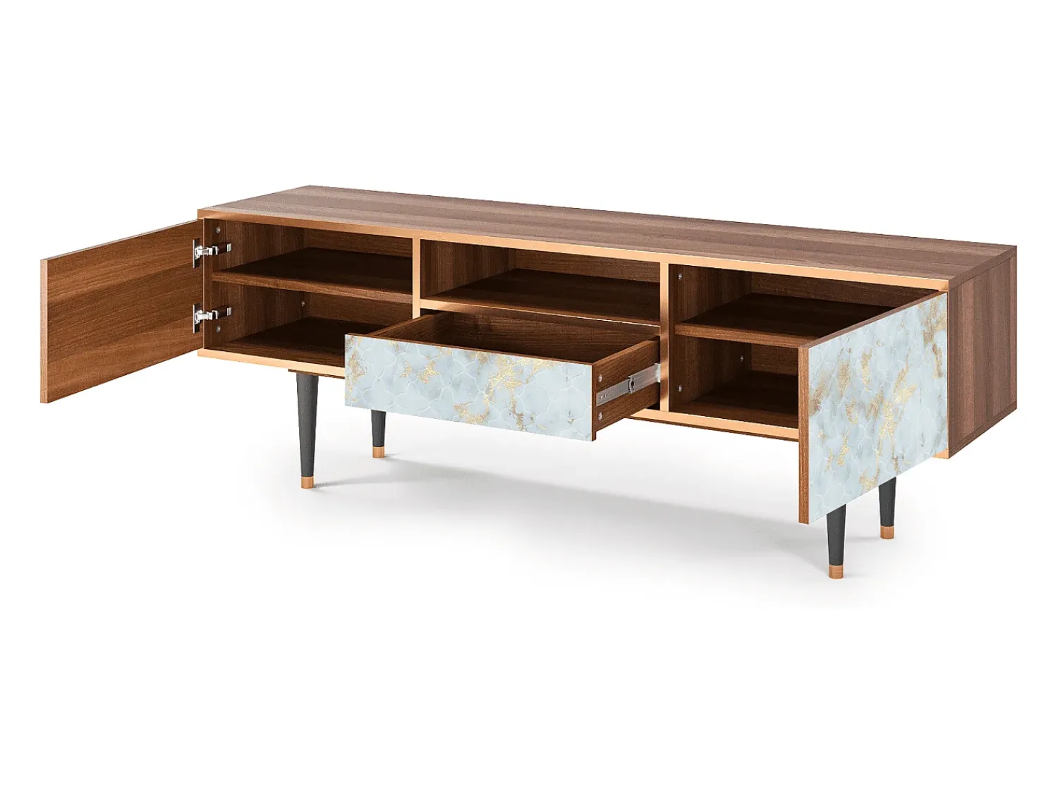 Mueble de TV - 170х59х41 cm - T6 - Golden Waves, Nogueira Castanho