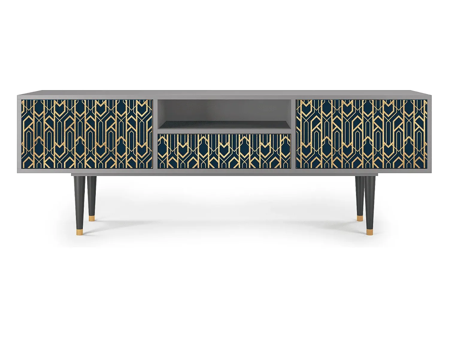 Móvel De Tv| Mueble de TV - 170х59х41 cm - T6 - Golden Empire, Cinza Cinzento