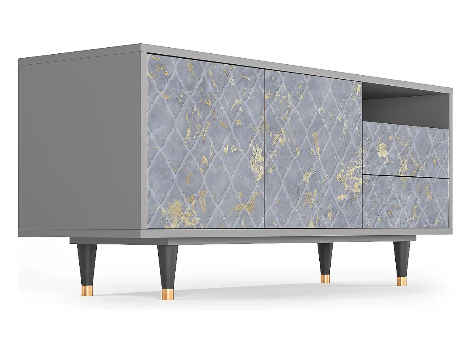 Hot Mueble de TV - 125х56х41 cm - T7 - Golden Smoke, Cinza Cinzento