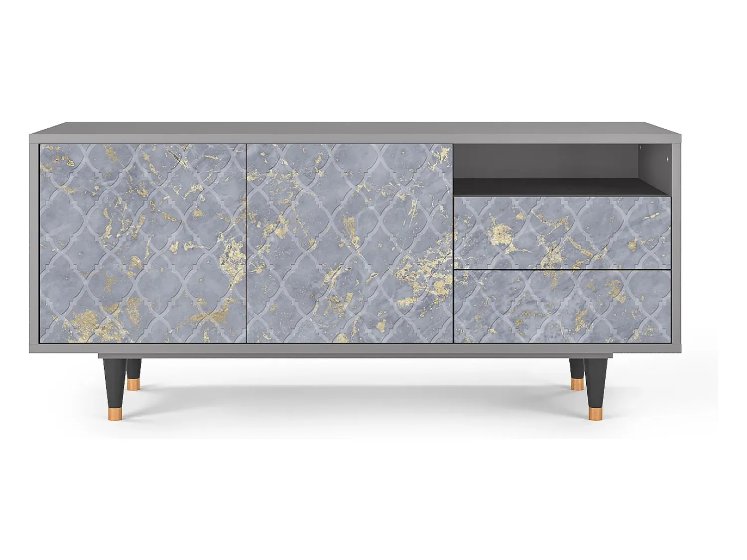 Hot Mueble de TV - 125х56х41 cm - T7 - Golden Smoke, Cinza Cinzento