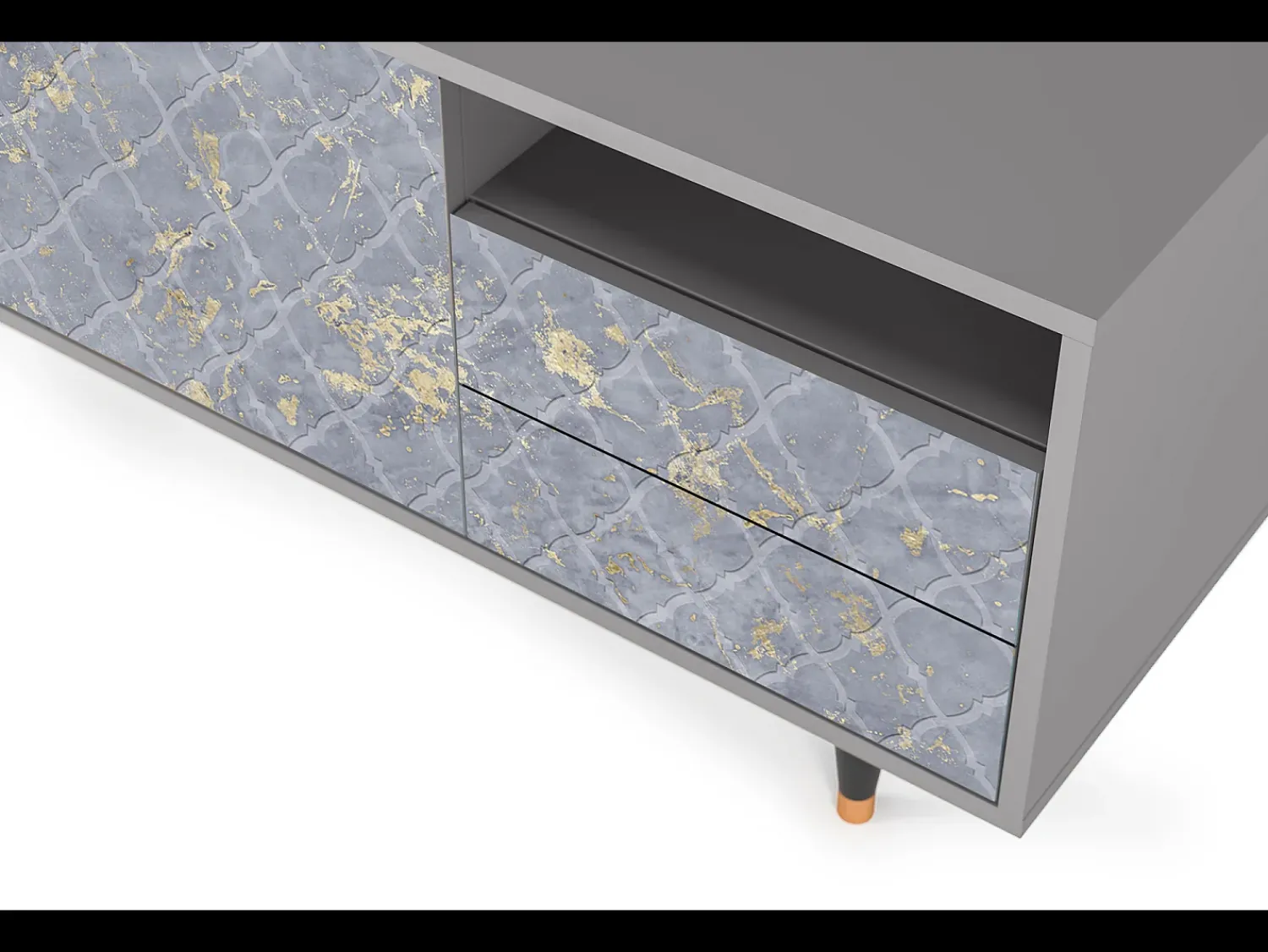 Hot Mueble de TV - 125х56х41 cm - T7 - Golden Smoke, Cinza Cinzento