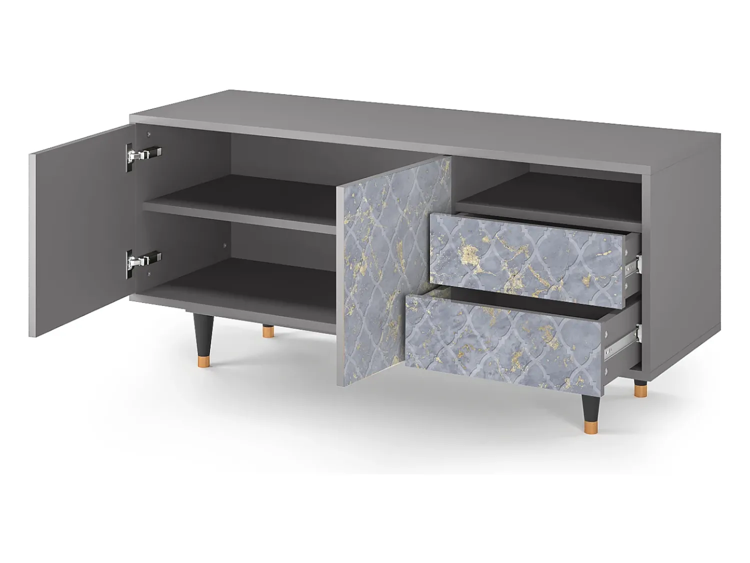 Hot Mueble de TV - 125х56х41 cm - T7 - Golden Smoke, Cinza Cinzento
