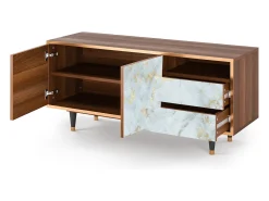 Móvel De Tv| Mueble de TV - 125х56х41 cm - T7 - Golden Waves, Nogueira Castanho