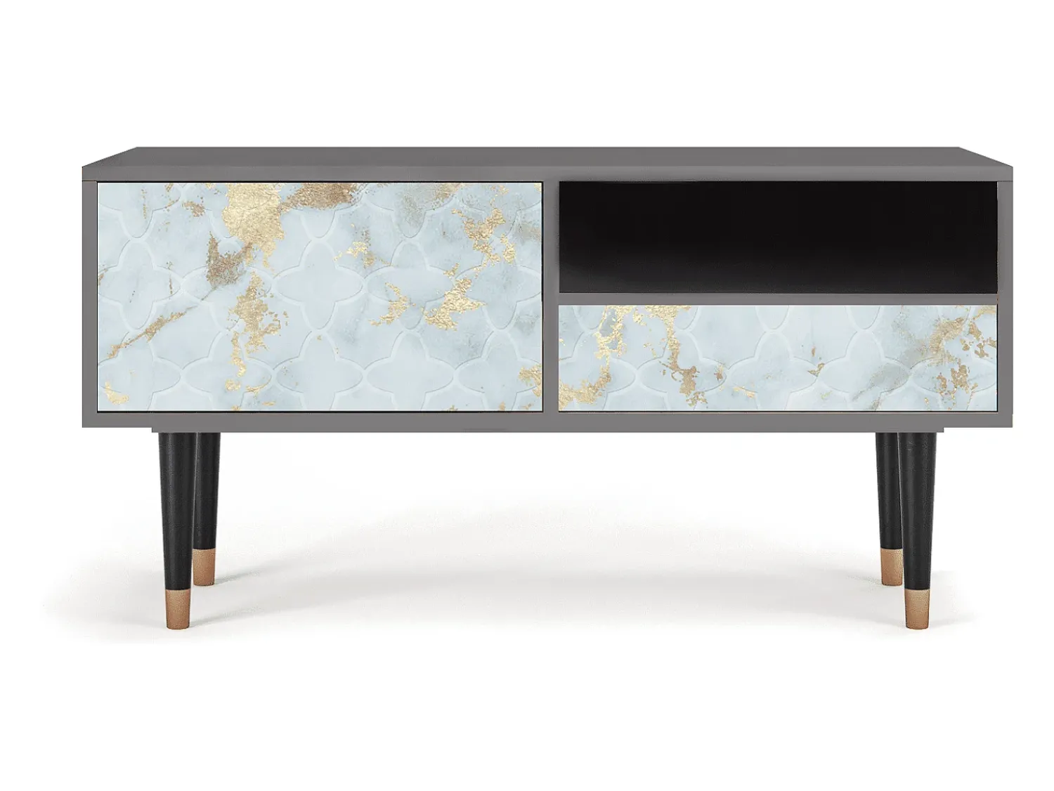 Mueble de TV - 115х59х48 cm - T3 - Golden Waves, Cinza^ Móvel De Tv