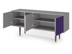 Móvel De Tv| Mueble de TV - 150х69х41 cm - T5 - Grape Maccaroni, Cinza Cinzento