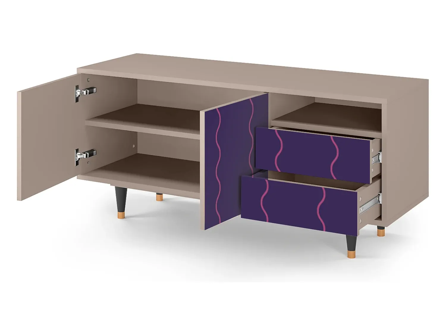 Best Mueble de TV - 125х56х41 cm - T7 - Grape Maccaroni, Latte Bege