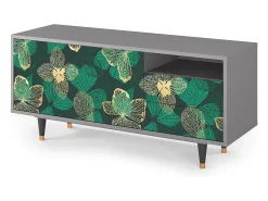 Móvel De Tv| Mueble de TV - 125х56х41 cm - T7 - Green Flower, Cinza Cinzento