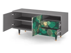 Móvel De Tv| Mueble de TV - 125х56х41 cm - T7 - Green Flower, Cinza Cinzento