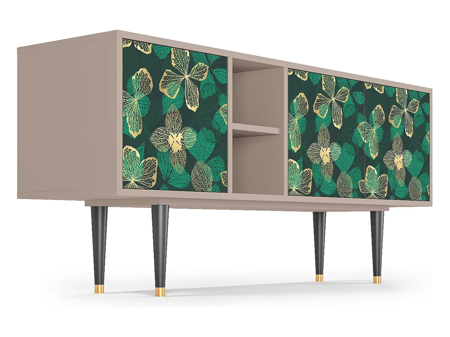 Móvel De Tv| Mueble de TV - 150х69х41 cm - T5 - Green Flower, Latte Bege