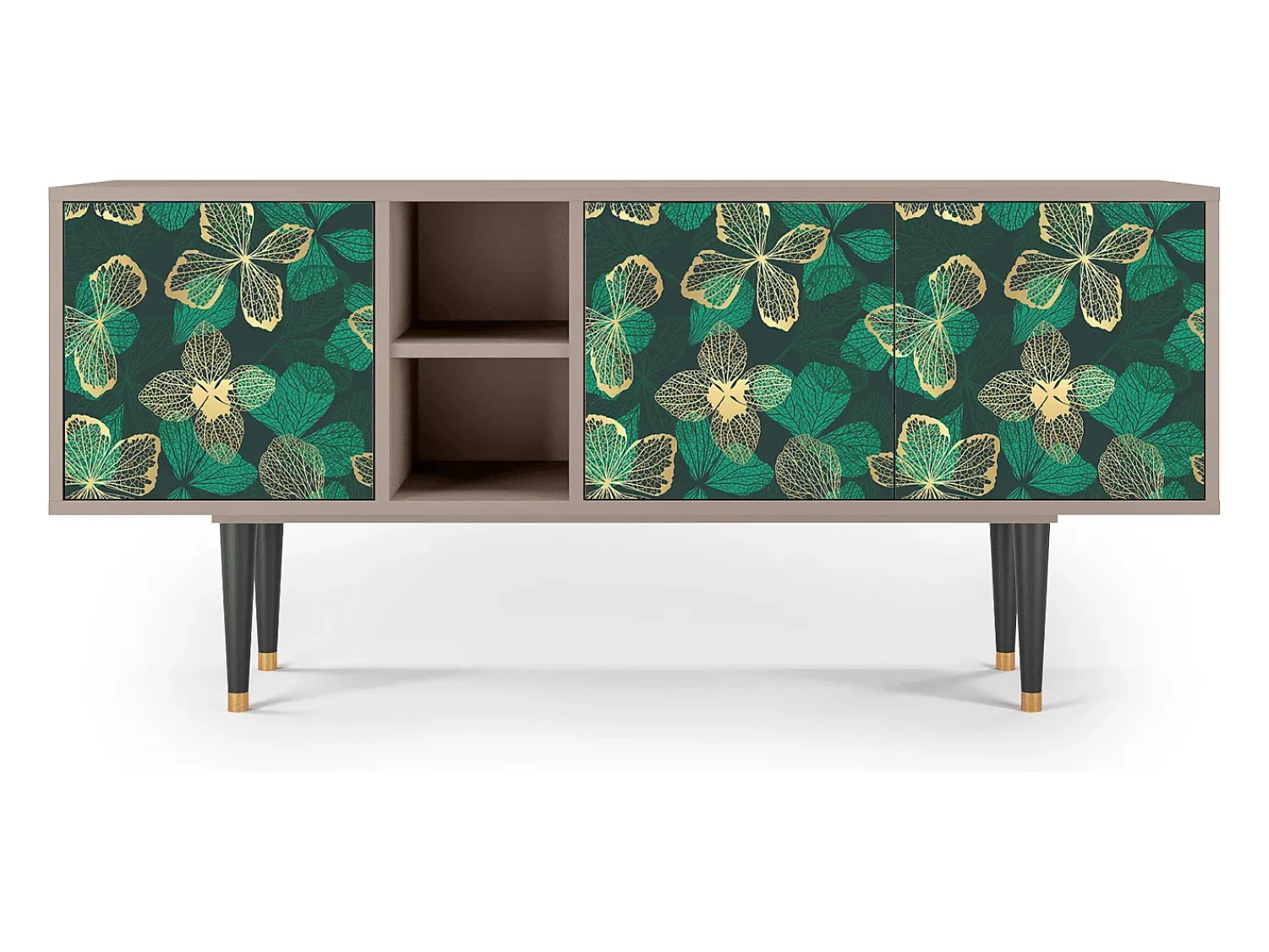 Móvel De Tv| Mueble de TV - 150х69х41 cm - T5 - Green Flower, Latte Bege