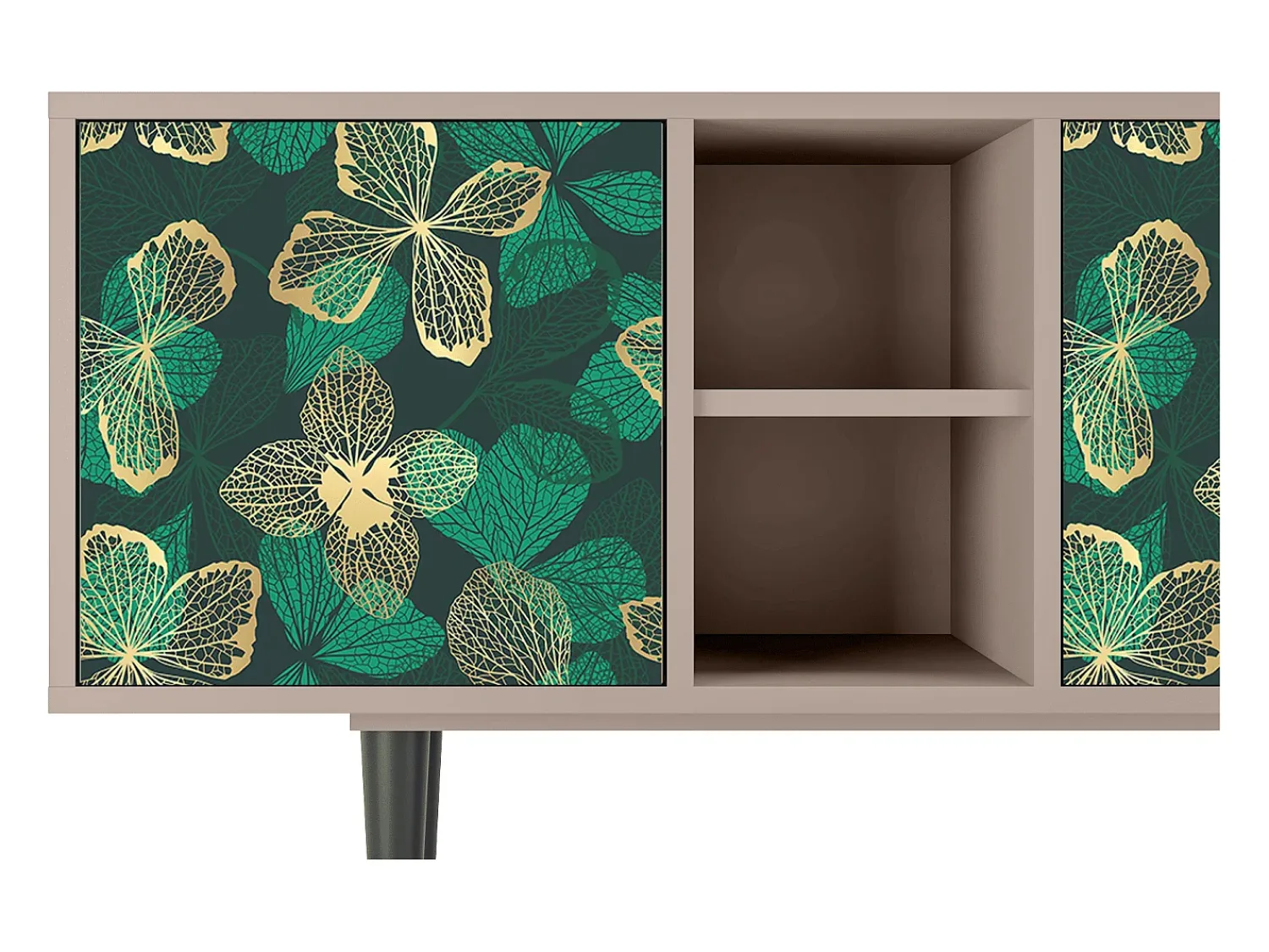 Móvel De Tv| Mueble de TV - 150х69х41 cm - T5 - Green Flower, Latte Bege