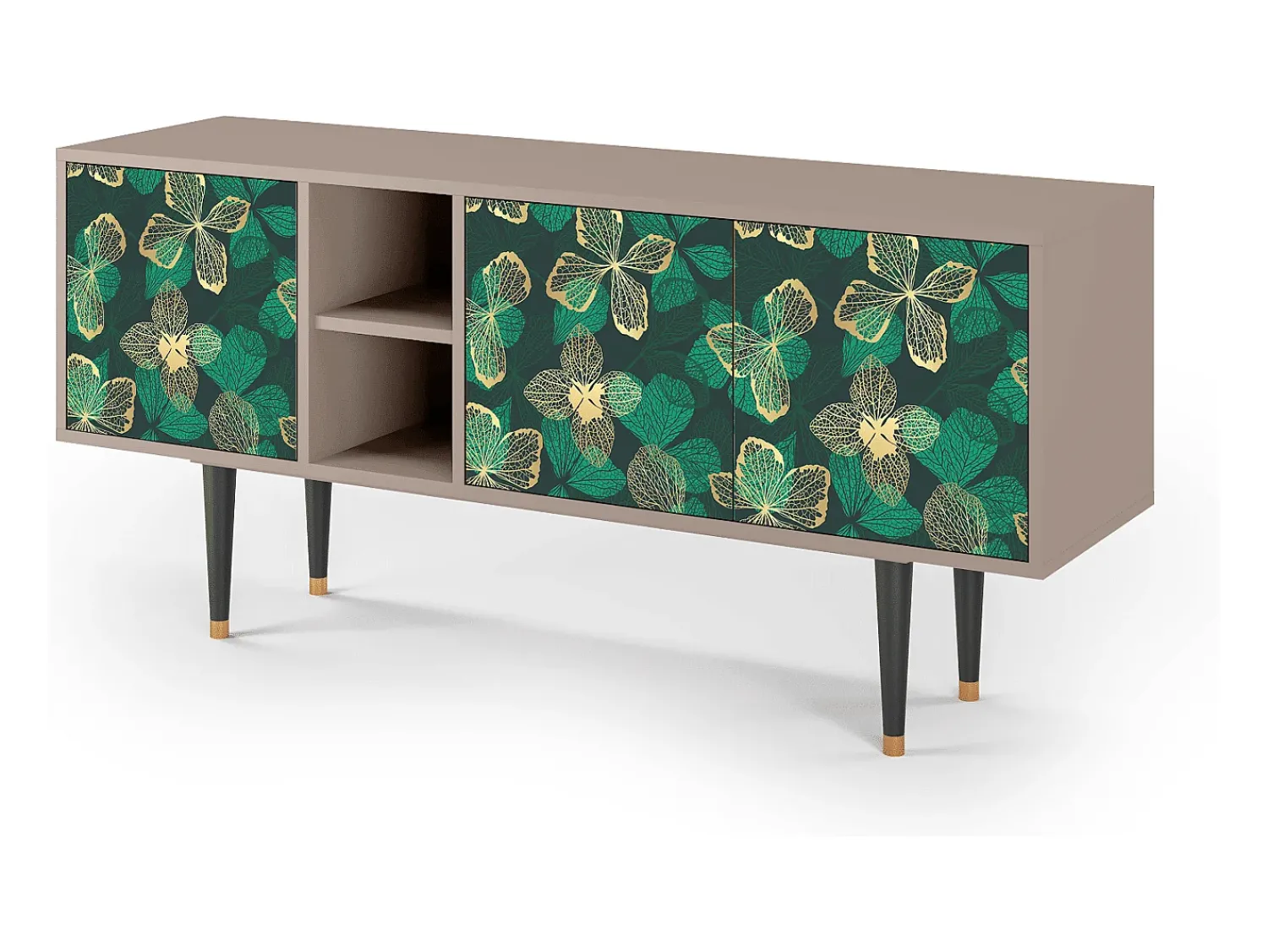 Móvel De Tv| Mueble de TV - 150х69х41 cm - T5 - Green Flower, Latte Bege