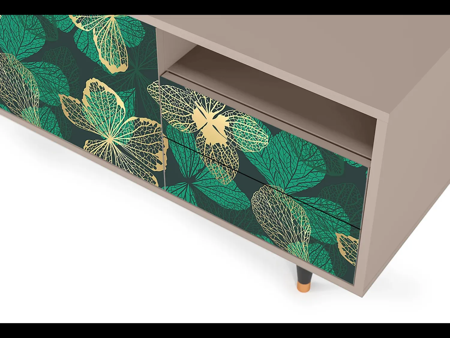 Móvel De Tv* Mueble de TV - 125х56х41 cm - T7 - Green Flower, Latte Bege