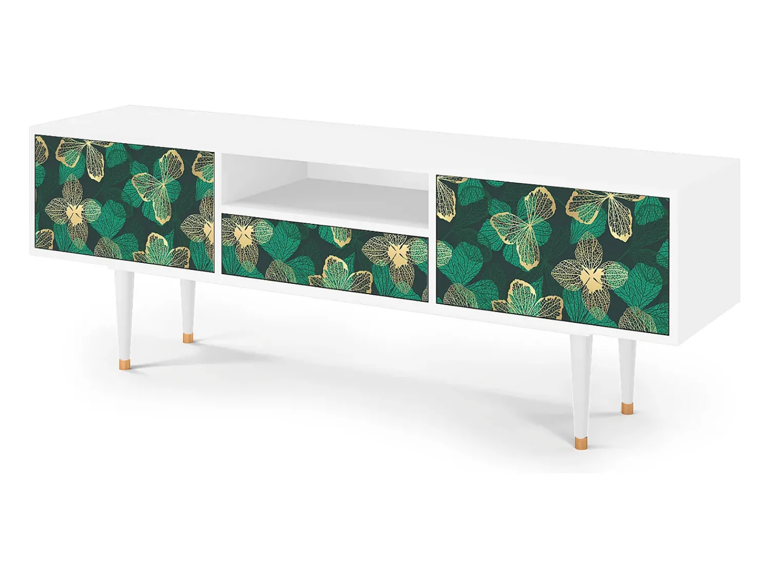 Móvel De Tv* Mueble de TV - 170х59х41 cm - T6 - Green Flower, Branco Bege