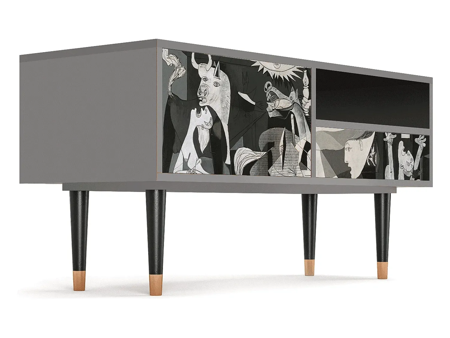 Móvel De Tv| Mueble de TV - 115х59х48 cm - T3 - Guernica by Picasso, Cinza Cinzento