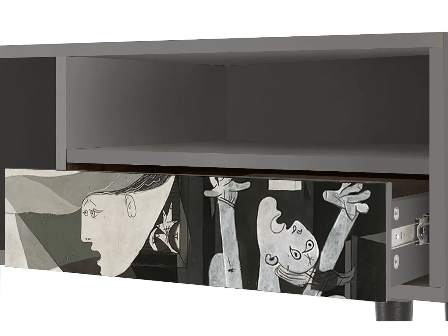 Móvel De Tv| Mueble de TV - 115х59х48 cm - T3 - Guernica by Picasso, Cinza Cinzento