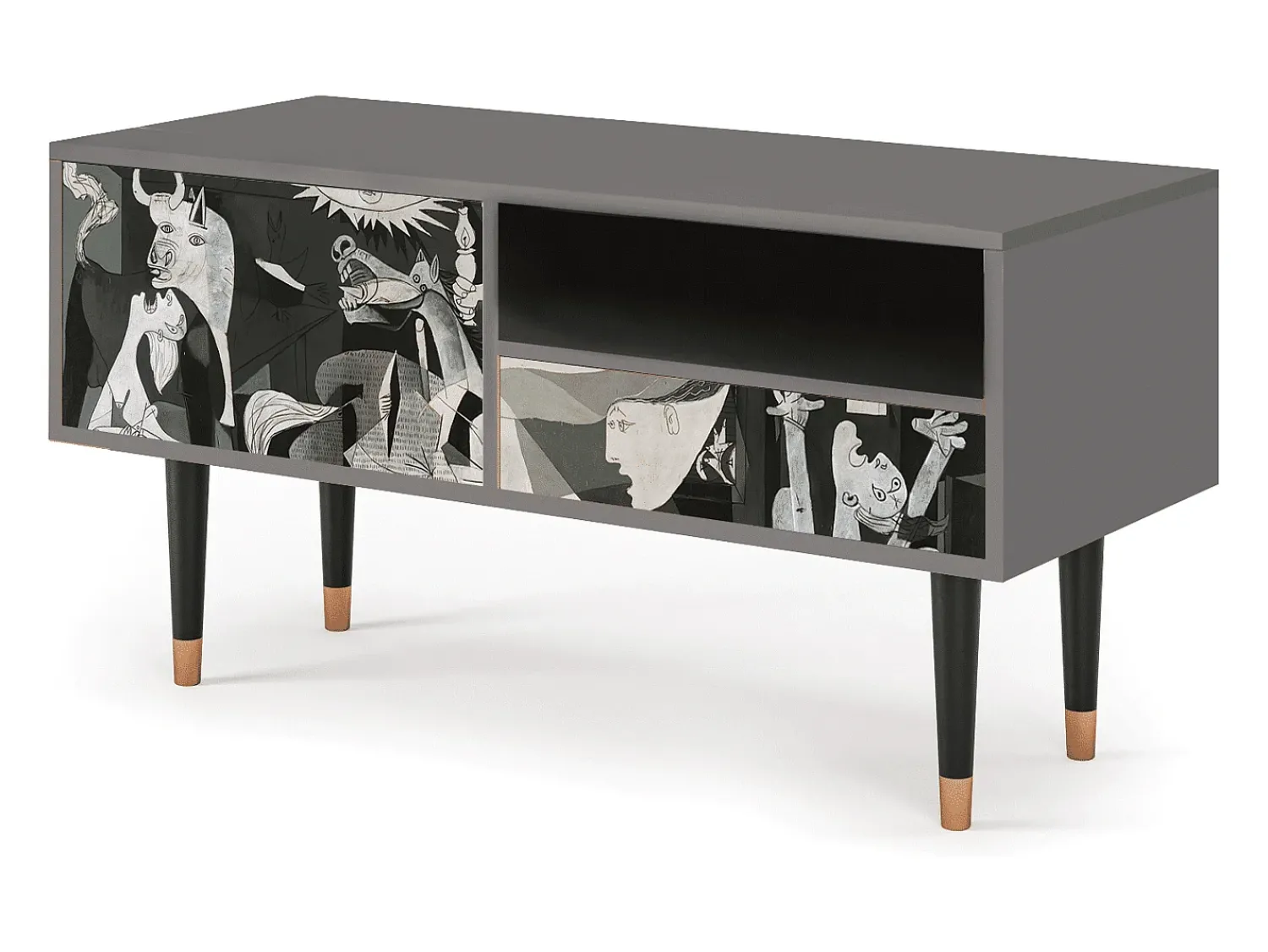 Móvel De Tv| Mueble de TV - 115х59х48 cm - T3 - Guernica by Picasso, Cinza Cinzento