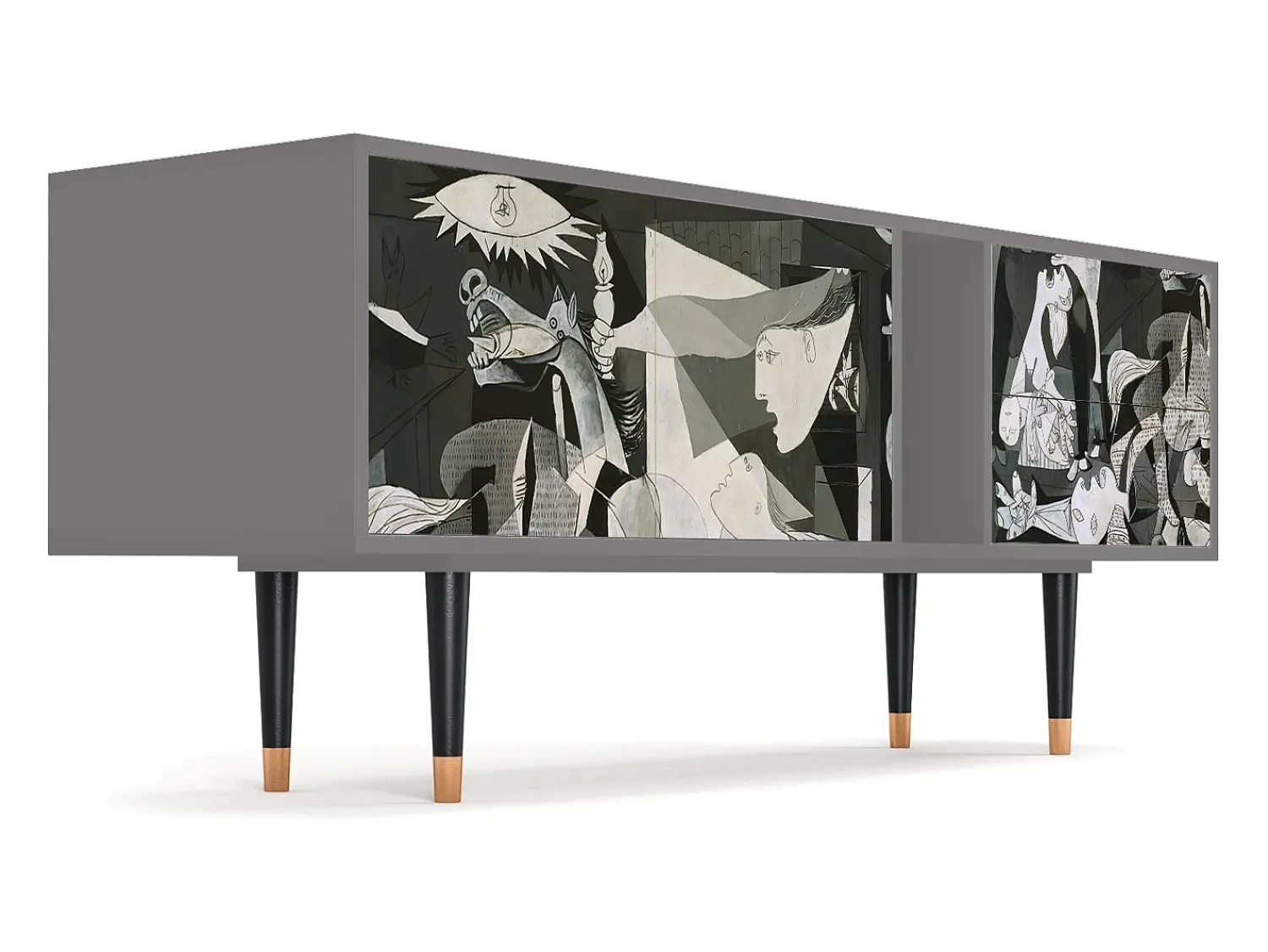 Móvel De Tv* Mueble de TV - 170х69х48 cm - T1 - Guernica by Picasso, Cinza Cinzento