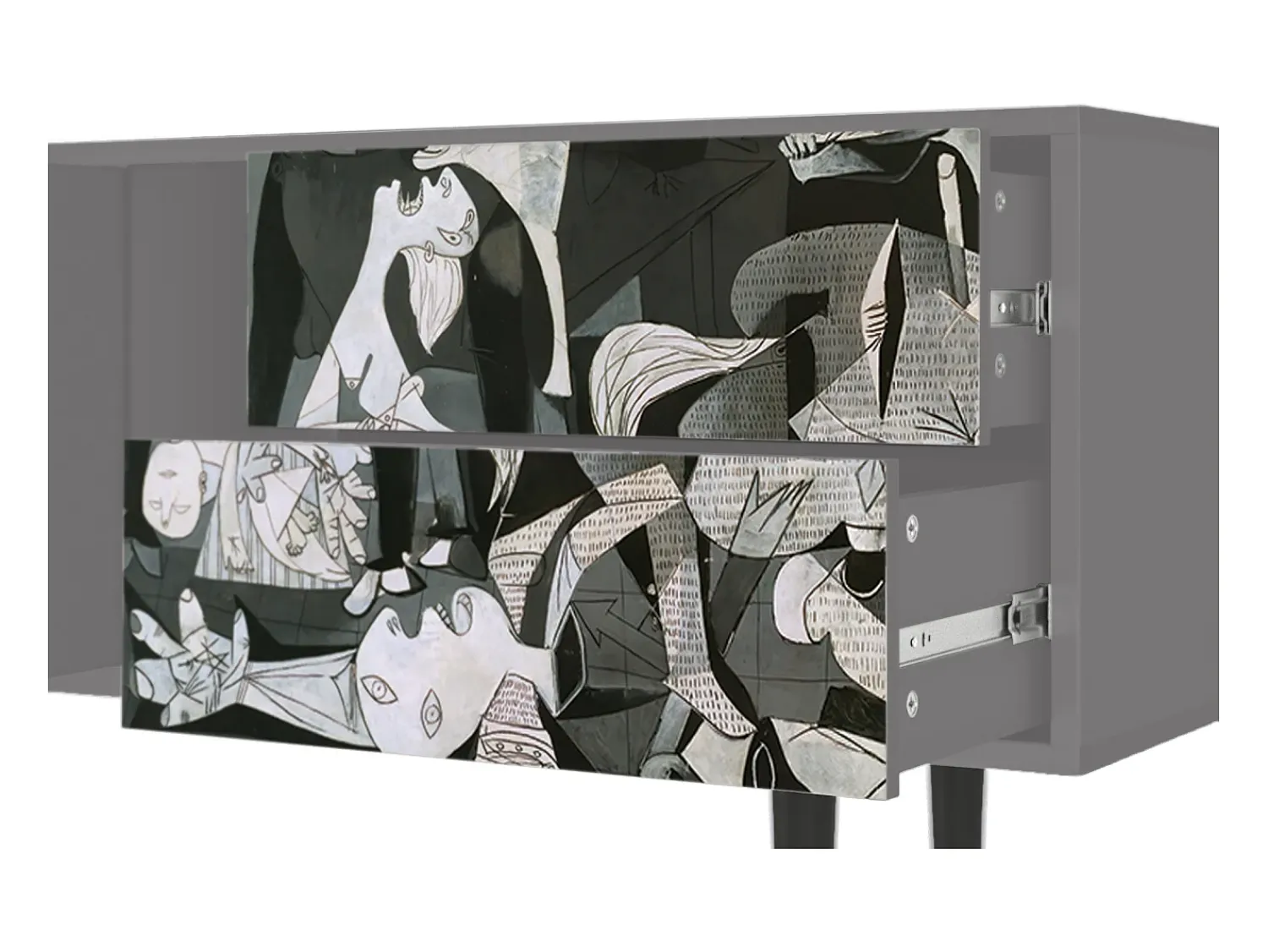Móvel De Tv* Mueble de TV - 170х69х48 cm - T1 - Guernica by Picasso, Cinza Cinzento