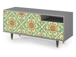 Móvel De Tv| Mueble de TV - 125х56х41 cm - T7 - Hindu Daisy, Cinza Cinzento