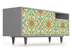 Móvel De Tv| Mueble de TV - 125х56х41 cm - T7 - Hindu Daisy, Cinza Cinzento