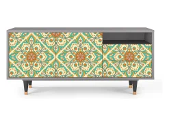 Móvel De Tv| Mueble de TV - 125х56х41 cm - T7 - Hindu Daisy, Cinza Cinzento