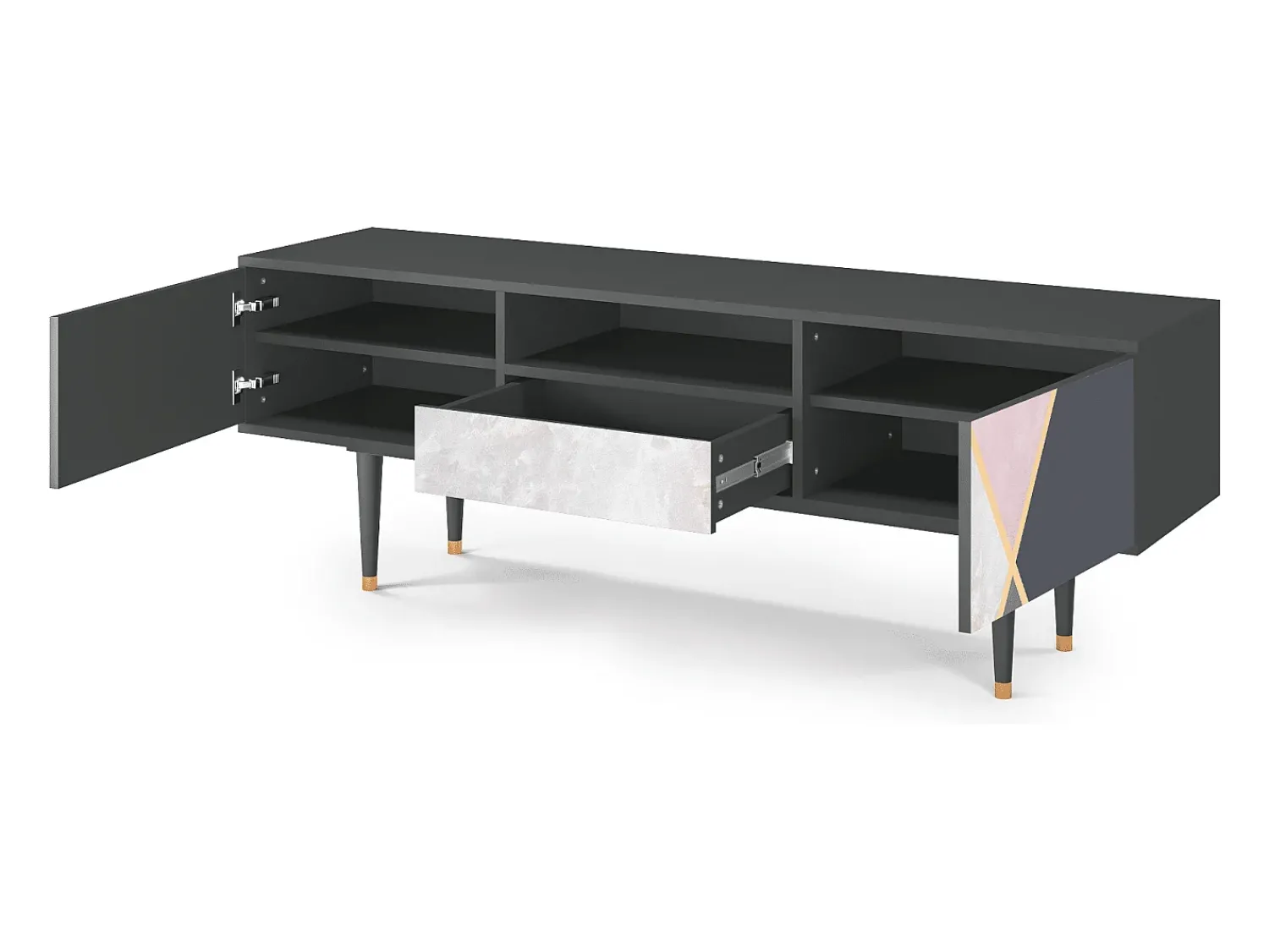 New Mueble de TV - 170х59х41 cm - T6 - Ideal Harmony, Antracite Cinza antracite