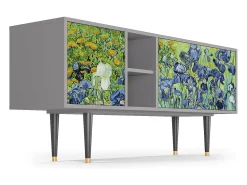 Móvel De Tv* Mueble de TV - 150х69х41 cm - T5 - Irises , Cinza Cinzento