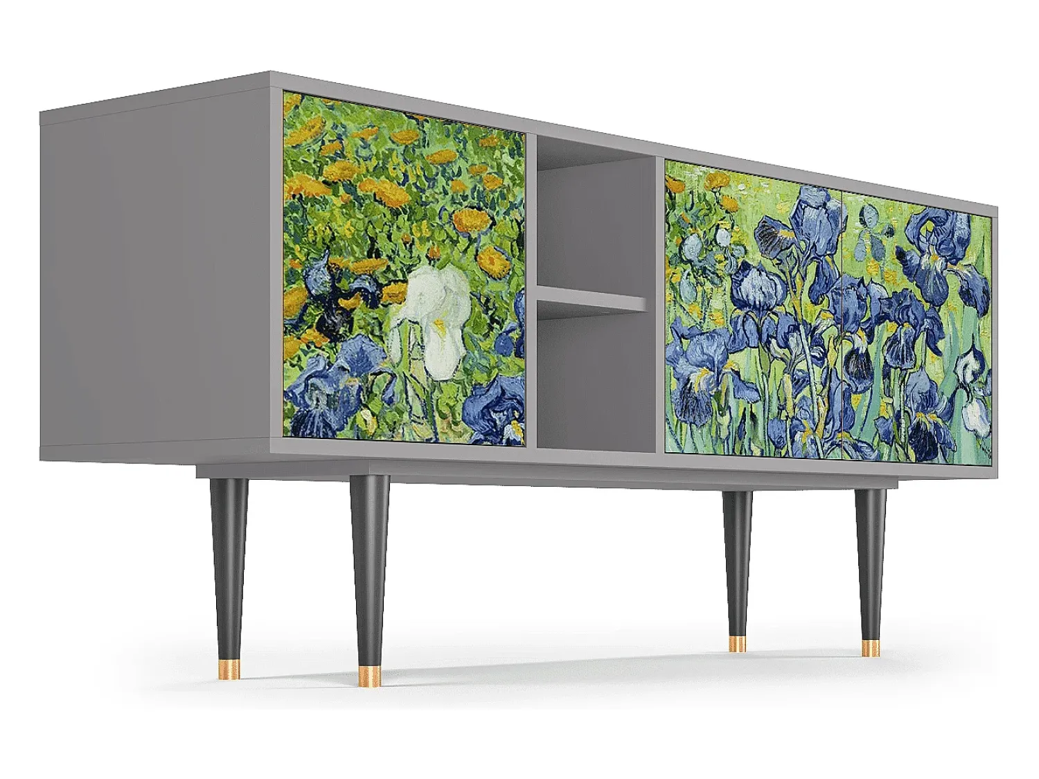 Móvel De Tv* Mueble de TV - 150х69х41 cm - T5 - Irises , Cinza Cinzento