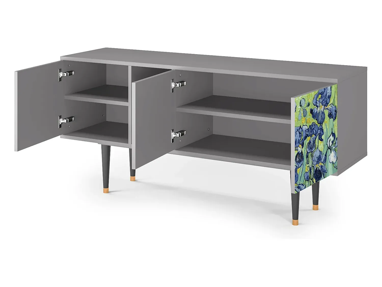 Móvel De Tv* Mueble de TV - 150х69х41 cm - T5 - Irises , Cinza Cinzento