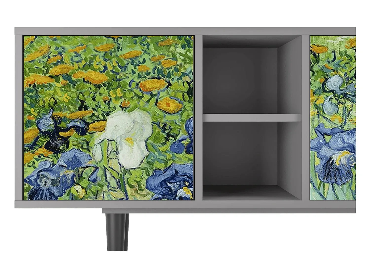 Móvel De Tv* Mueble de TV - 150х69х41 cm - T5 - Irises , Cinza Cinzento