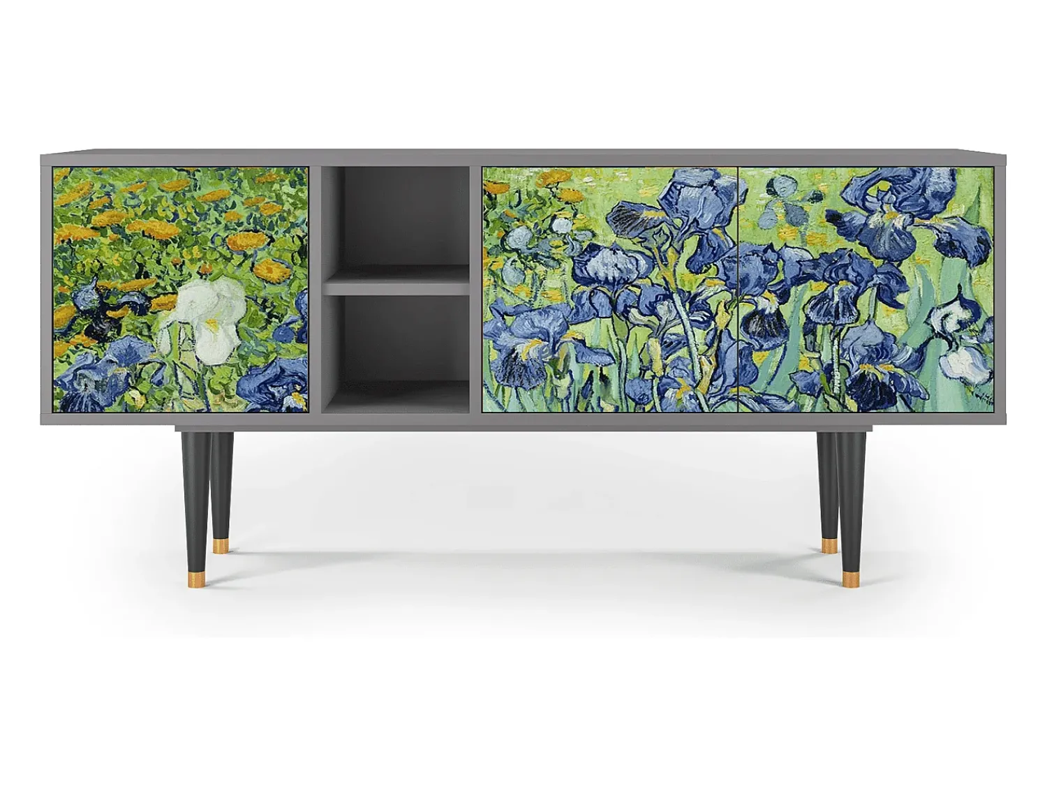 Móvel De Tv* Mueble de TV - 150х69х41 cm - T5 - Irises , Cinza Cinzento