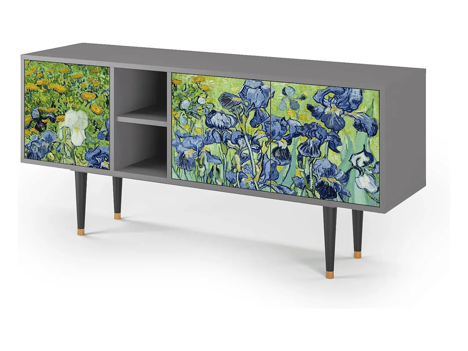 Móvel De Tv* Mueble de TV - 150х69х41 cm - T5 - Irises , Cinza Cinzento