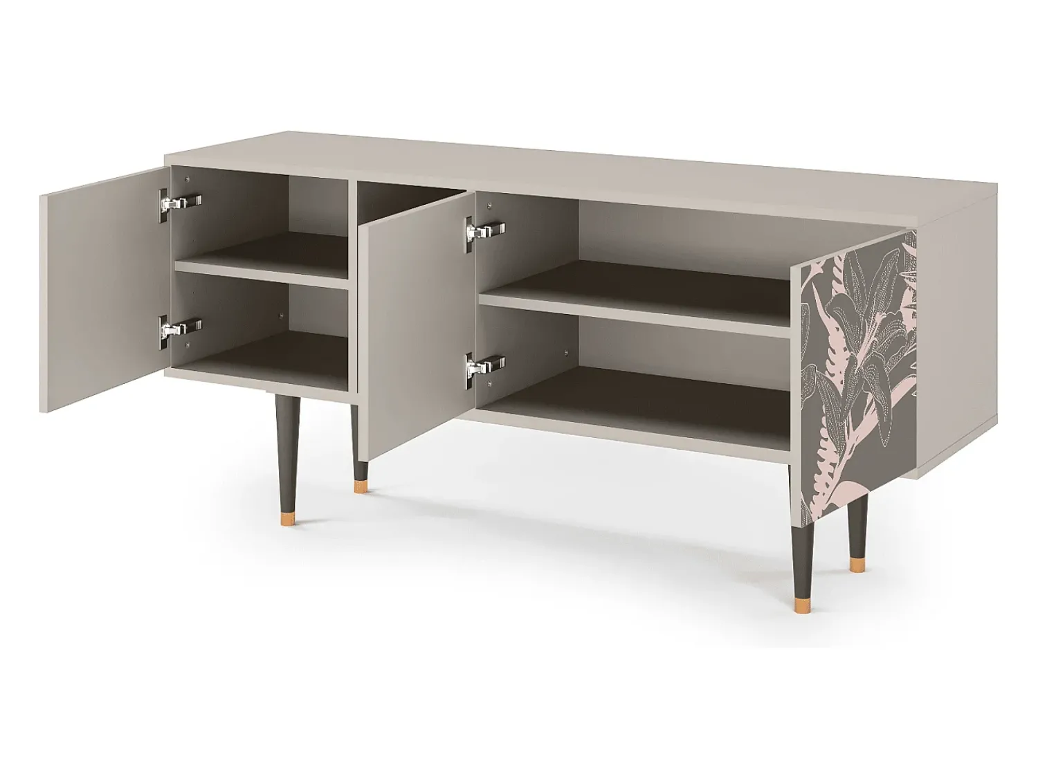 Móvel De Tv| Mueble de TV - 150х69х41 cm - T5 - Issabelline Flower, Areia Bege