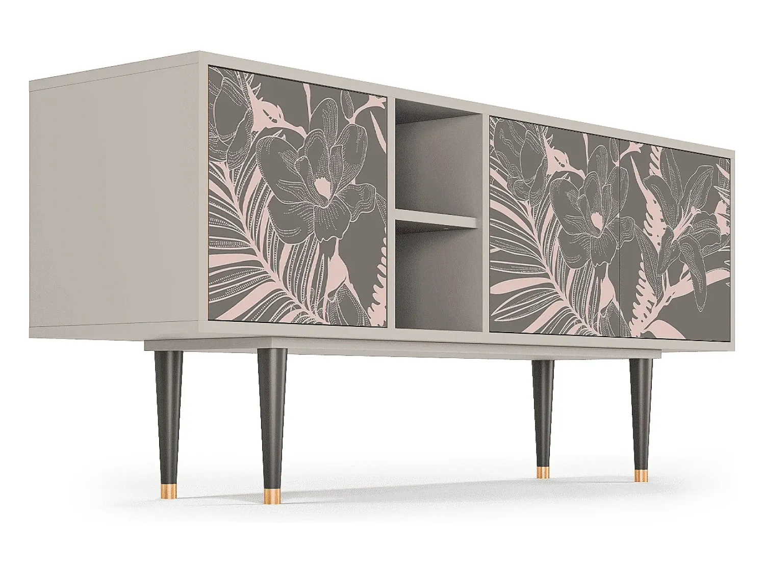 Móvel De Tv| Mueble de TV - 150х69х41 cm - T5 - Issabelline Flower, Areia Bege