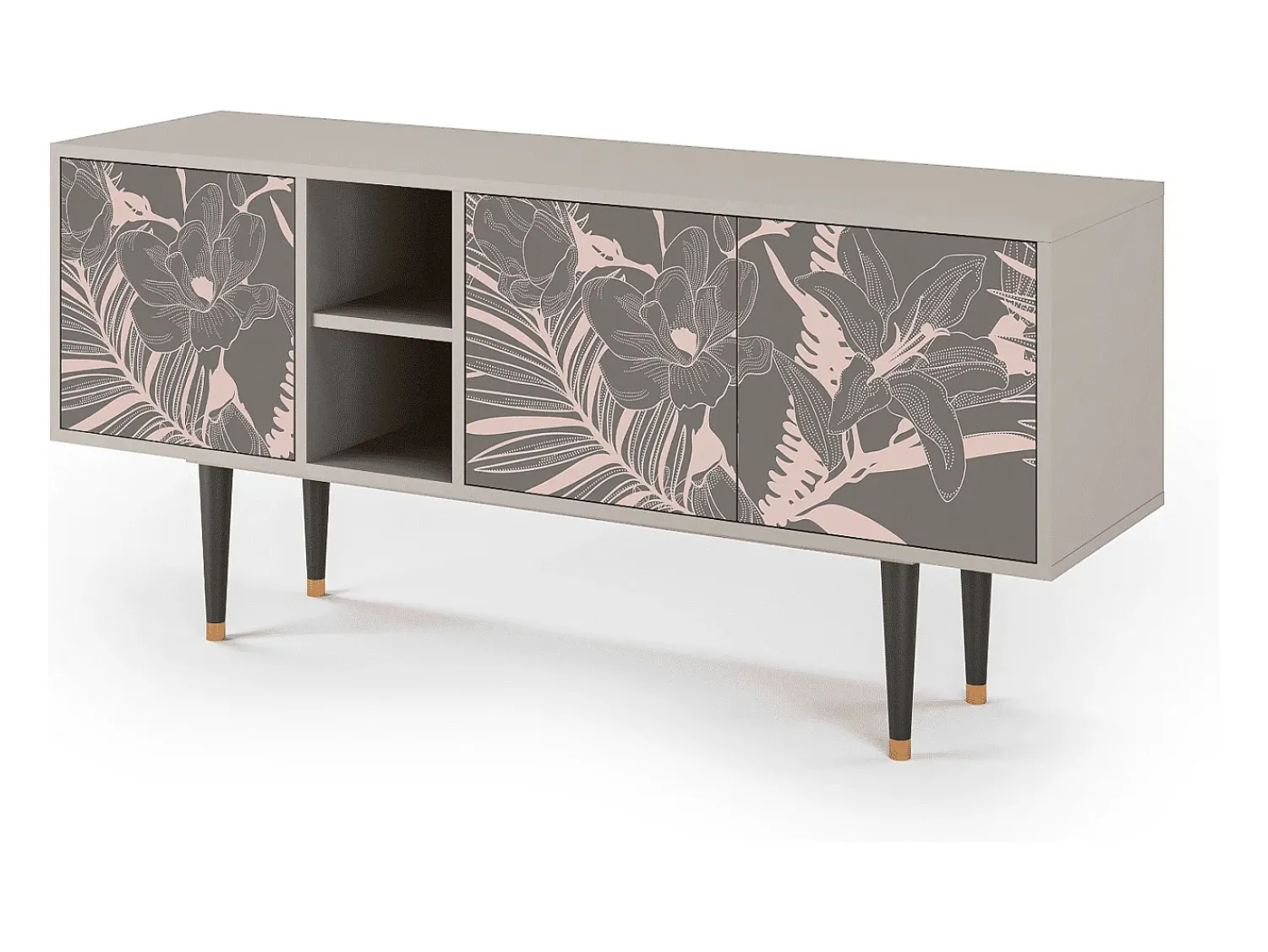 Móvel De Tv| Mueble de TV - 150х69х41 cm - T5 - Issabelline Flower, Areia Bege