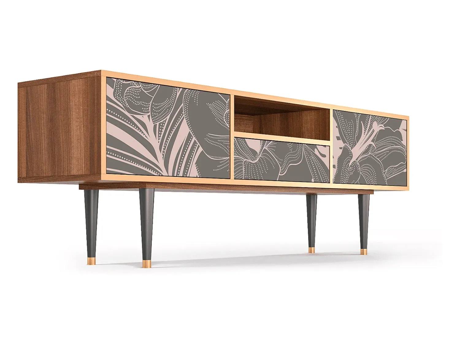 Móvel De Tv* Mueble de TV - 170х59х41 cm - T6 - Issabelline Flower, Nogueira Castanho