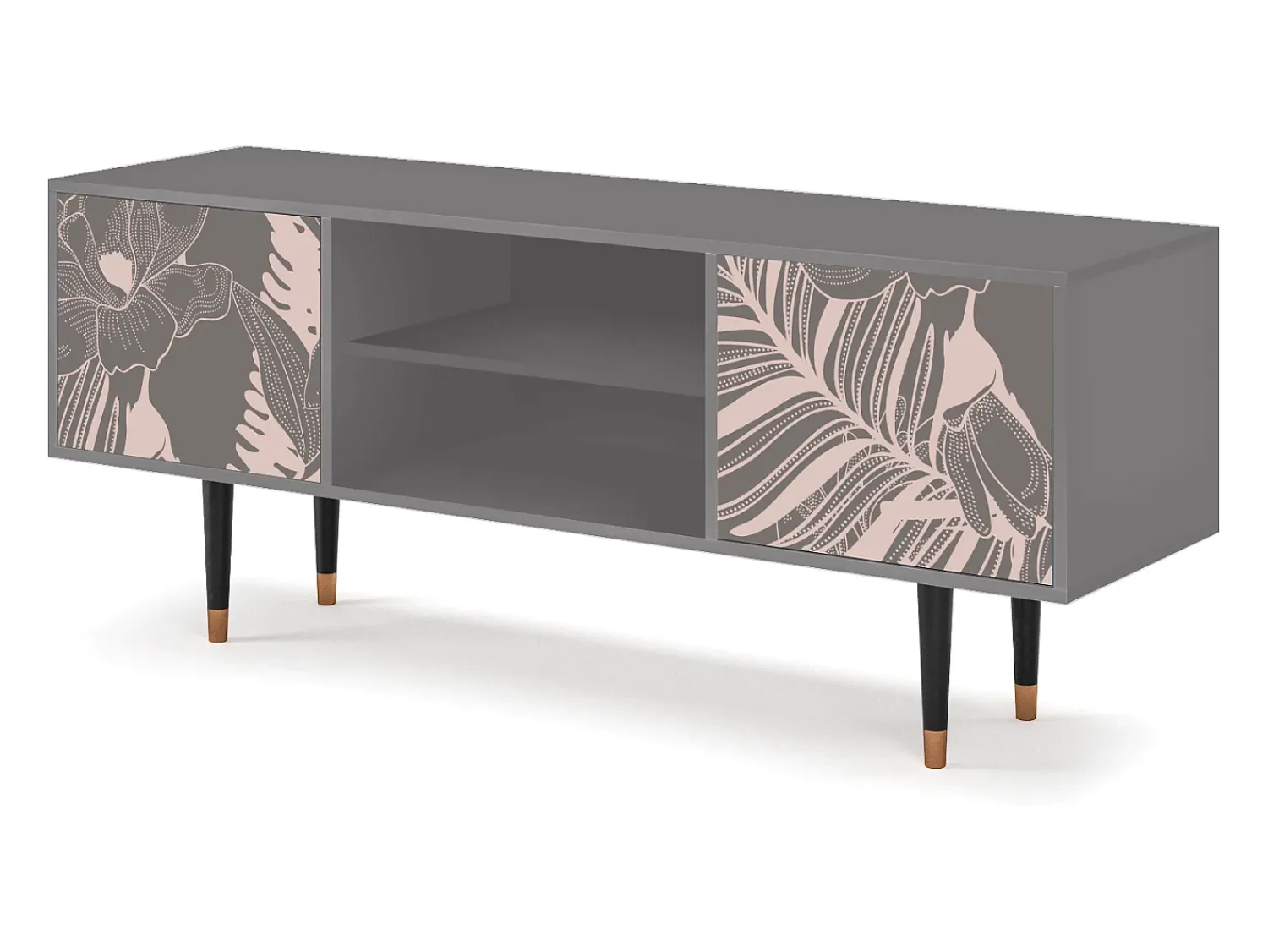 Móvel De Tv| Mueble de TV - 170х69х48 cm - T2 - Issabelline Flower, Cinza Cinzento