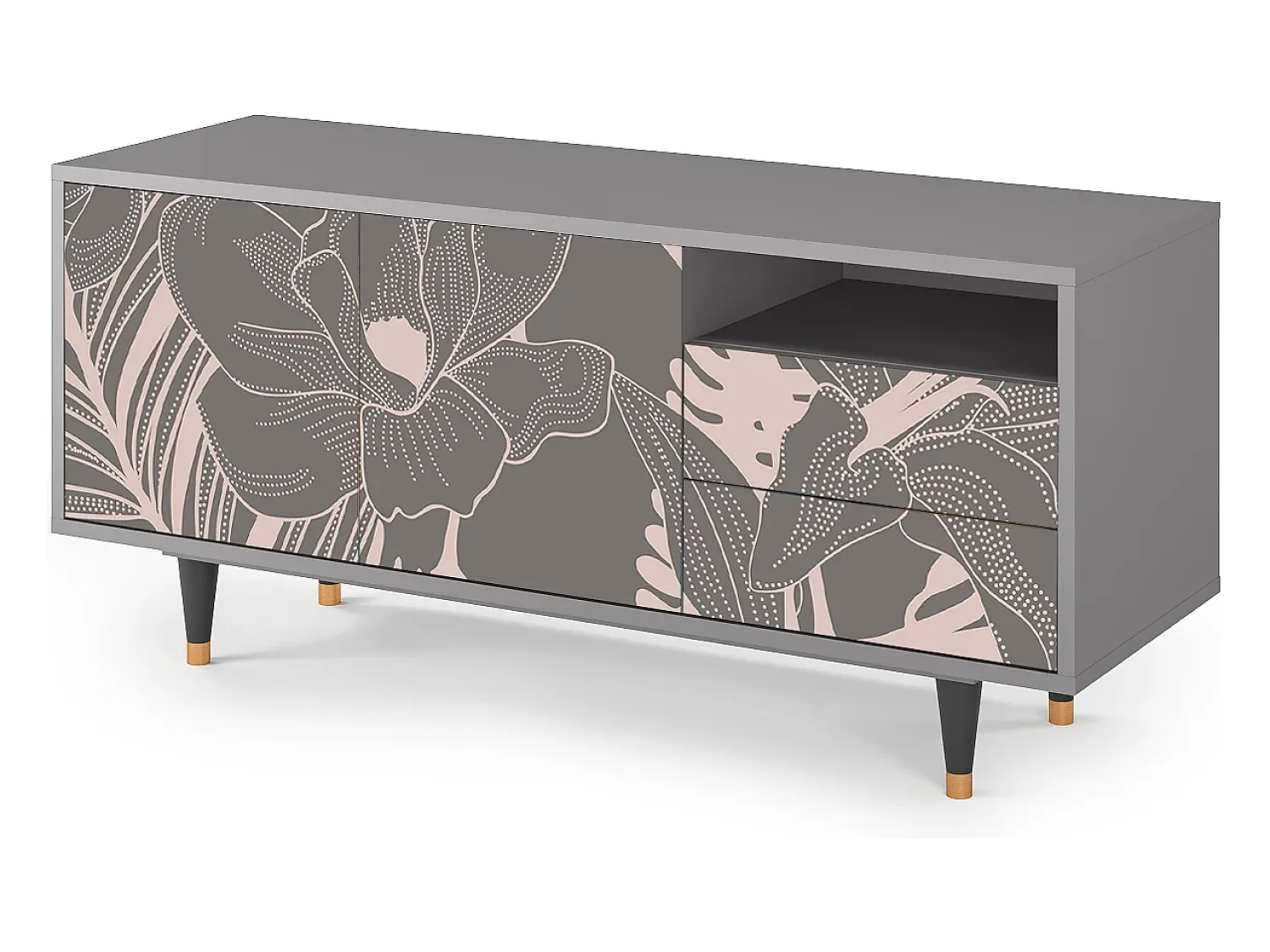 Sale Mueble de TV - 125х56х41 cm - T7 - Issabelline Flower, Cinza Cinzento