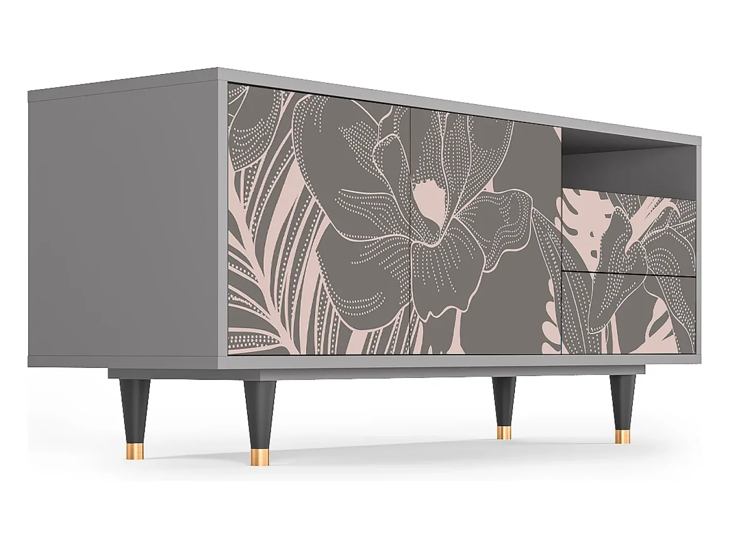 Sale Mueble de TV - 125х56х41 cm - T7 - Issabelline Flower, Cinza Cinzento
