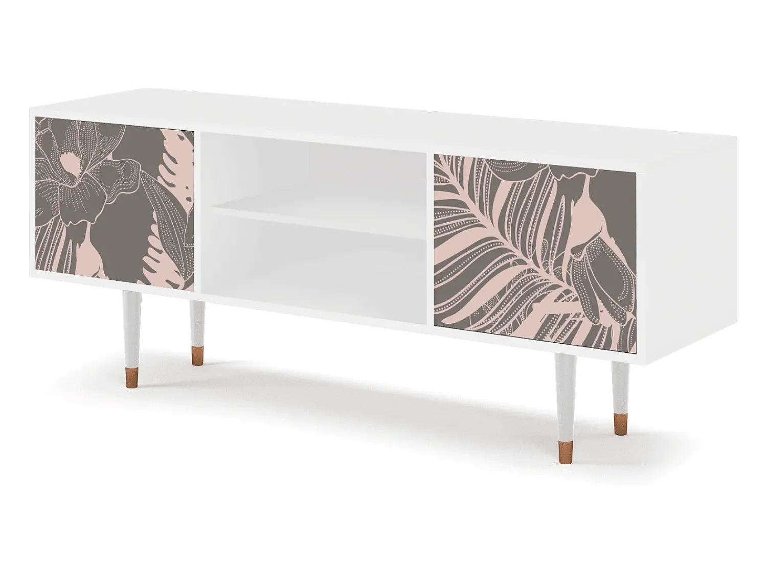 Móvel De Tv* Mueble de TV - 170х69х48 cm - T2 - Issabelline Flower, Branco Bege
