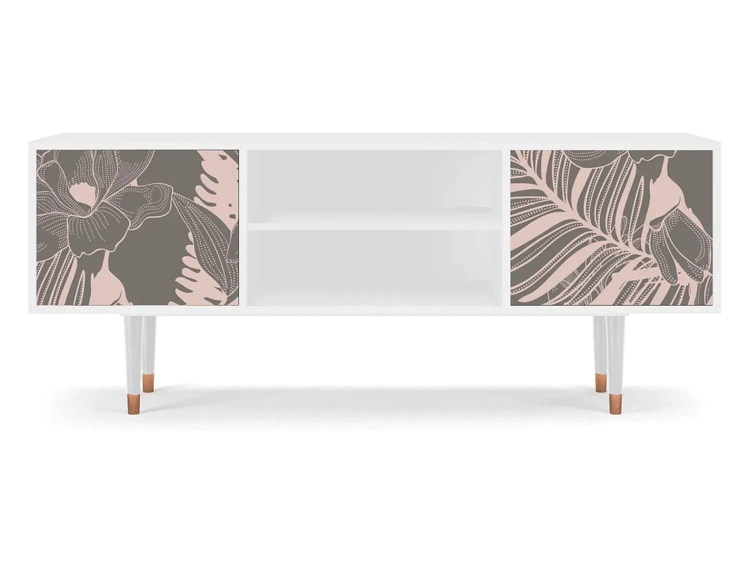 Móvel De Tv* Mueble de TV - 170х69х48 cm - T2 - Issabelline Flower, Branco Bege
