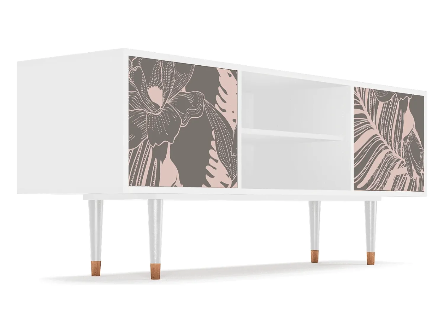 Móvel De Tv* Mueble de TV - 170х69х48 cm - T2 - Issabelline Flower, Branco Bege