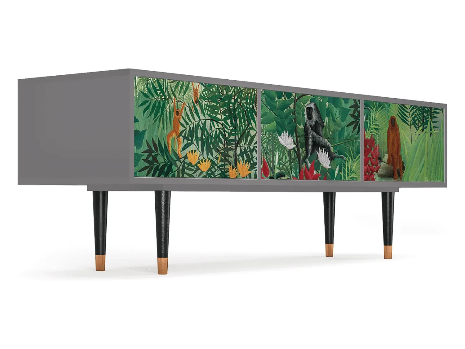 Móvel De Tv* Mueble de TV - 170х59х48 cm - T4 - Jungles in Paris, Cinza Cinzento